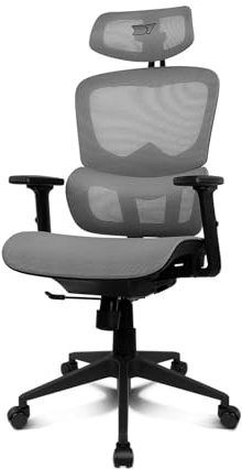 Drift Gaming DRAIR200 – Silla Gaming Profesional en Malla Reforzada, reposabrazos 2D Acolchados, pistón Clase 4, giratoria e inclinable, Cojines Lumbar y Cervical Integrados, Negro/Gris
