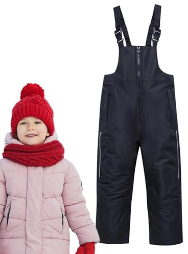 WJnflQN Kids Ski Trousers, Snow Dungarees for Kids, Winter Snow Bibs, Windproof Ski Snowsuit, Water Resistant, Cosy, Outdoor Activewear Jumpsuit for Girls, cat, A
