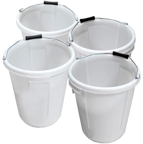 Plasterers Bucket Four Pack Heavy Duty Plasterers Bucket Set for Mixing Building Plaster and Holding Water - 25 Litre - Pack of 4