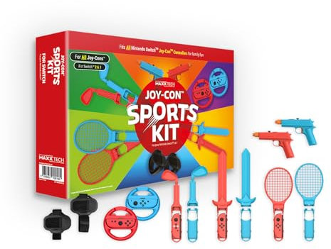Maxx Tech Joy-Con Sports Kit for Nintendo Switch 2&1, Switch Sports, 12in1 Joy-con sports kit, Nintendo Switch 2 & 1 compatible