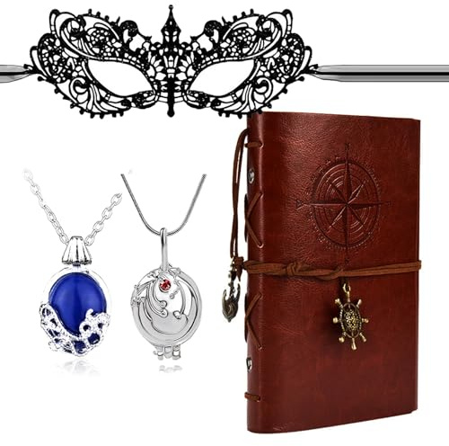 HJYZY Vampir Katherine Cosplay Kostümschmuck Accessoire Masquerade Maske für Frauen Elena Tagebuch Notizbuch Stefan Familienwappen Halskette 4 Stück