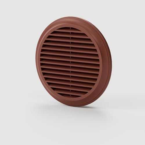 125mm Terracotta Round Vent Grille – Fixed Blade External Air Outlet Cover – Durable Wall or Soffit Duct Vent for Bathroom, Kitchen Extractor Fan, HVAC, or Cooker Hood Systems