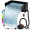 Kit di filtri per laghetto a cascata con pompa da 45 W 3000 l/h, in acciaio inox da 30 cm, con luce LED colorata, set per laghetto, cascata, ideale per piscina, patio, ruscello decorazione da giardino