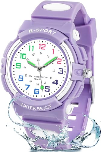 Edillas Analog Kinderuhr für Jungen und Mädchen von 5-16 Jahren | 30M Wasserdichte Armbanduhr Kinder mit Gut Ablesbarem Zifferblattweichem,TPU-Armband für Einschulung,Sport und Outdoor