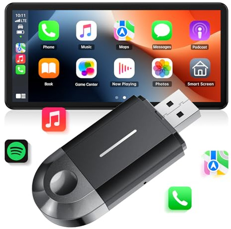 LAMTTO 2 in 1 Adattatore CarPlay Android Auto Wireless con USB-C/A, Plug & Play, Connessione Fluida e Stabile, Senza Latenza, Compatibile con iOS 10+/Android 11+ e auto dal 2016