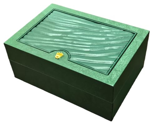 ROUREOX Uhrenbox Behälter Einzelkasten Grün Holz Aufbewahrung Schutz Organizer Display für Rolex Sky-Dweller