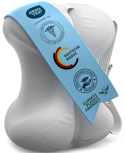 Healthfix Kniekissen für Seitenschläfer, orthopädisches Beinkissen zum Schlafen mit Gurt, 2-teilig aus Memory Foam, kühlender waschbarer Bezug (Weiß)