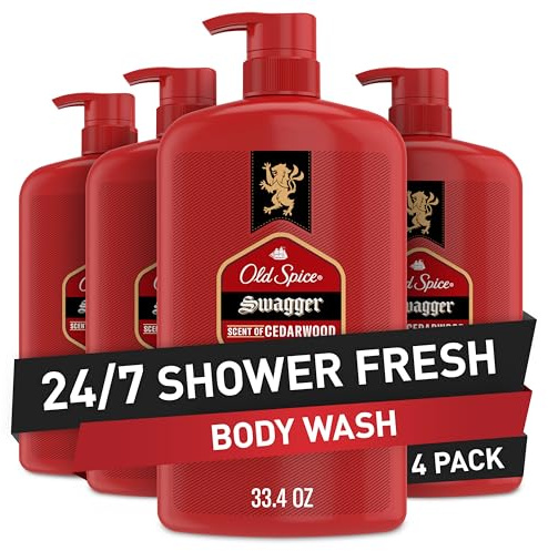 Old Spice Red Zone Swagger Scent Gel de Ducha para Hombre, 880 ml (Pack de 4)