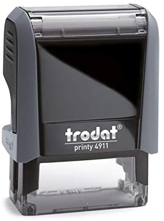 Trodat – Printy 4911 GRAU Custom Stempel mit Wunschtext personalisieren – selbstfärbender Stempel als Namensstempel, Adressstempel, Firmenstempel & Co zu verwenden (37 x 14 mm | 4 Zeilen | Grau)