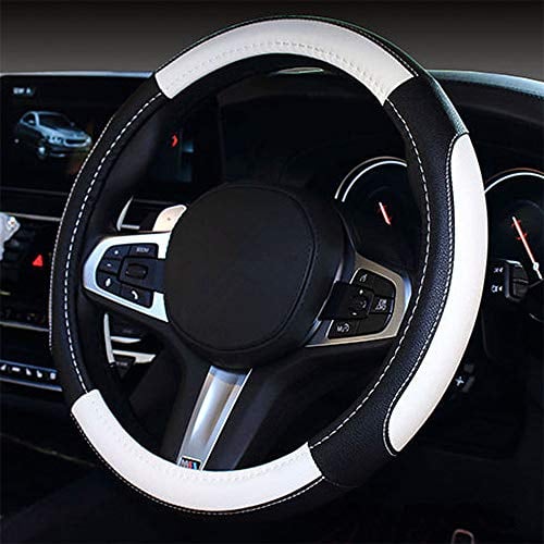 Coofig Auto Lenkradbezug mit Strapazierfähigem PU-Leder, Lenkradabdeckung Universell, 38cm (15 Zoll), Passend für Auto, LKW, SUV, Atmungsaktiv, rutschfest, für Damen und Herren