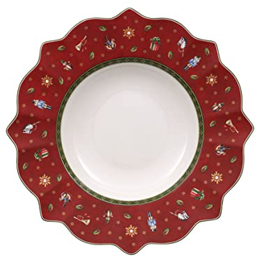VILLEROY & BOCH Toy's Delight Piatto Fondo Rosso 26cm Set 6 Pezzi Tavola Natale