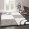 VIMODA Wohnzimmer Teppich Hochflor Shaggy Deko kariert Streifen Turkis Creme Grau Pflegeleicht Modern, Maße:160x220 cm