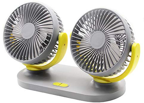 JIXIN Ventilatore di Raffreddamento per Auto USB Climatizzatore Estivo A Basso Rumore A 360 Gradi con Rotazione A 3 Livelli Regolabile,Grigio