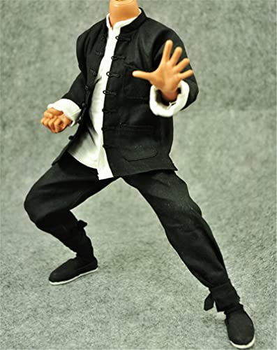 ZSMD 1/6 Bruce Lee Kung Fu Long Sleeves Costume Black Pants Set