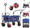 Arebos Bollerwagen faltbar | Transportkarre | Gerätewagen | Handwagen | Faltwagen | inkl. 2 Netztaschen | mit Vorderrad-Bremsen & Teleskopstange | klappbar | bis 100 kg Tragkraft | Blau