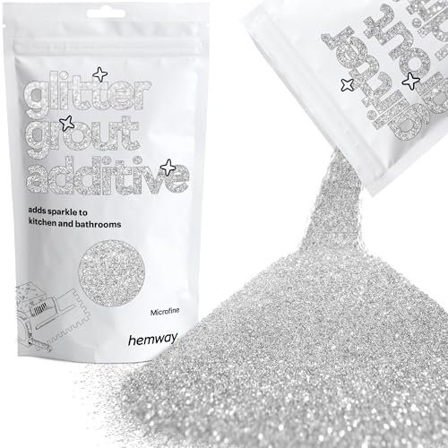 Hemway Glitter Grout Additive - Silver | Microfine Metallic Flakes for Adding Sparkle to Old & New Kitchen & Bathroom Tiles | Enhance Your Indoor Grouting Projects with a Sparkly Effect | 100 g