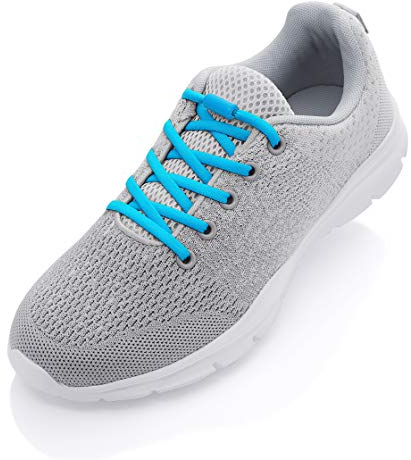 ALPHAPACE Pace Locks mit Metal Caps - 5mm breite elastische Schnürsenkel ohne binden, Slip-on Schnellverschluss aus Metall für Sport, Jugend & ältere Menschen, 100 cm, 1-Paar in Blau/Blau
