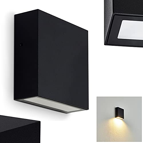 HOFSTEIN LED Außenwandleuchte Spidern, moderne Außenlampe aus Metall in Schwarz mit weißen Kunststoffschirm, eckige Wandlampe mit Lichteffekt, 1 x LED 9,2 Watt, 4000 Kelvin, 800 Lumen, IP54