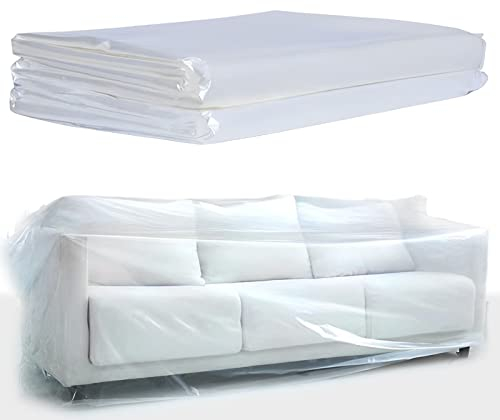 ToKinCen 2PC Möbelhülle Sofabezug Abdeckung Transparente Sofa Staubschutzhüllen Kunststoff Wasserfeste Sofabezug Möbelhülle Sofa Protector für Couch Sessel Möbel Renovierung (200 x300cm)