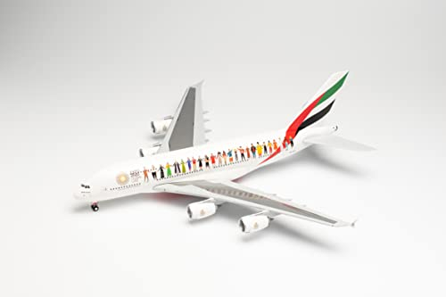 Herpa 571692 Emirates Airbus A380 “Year of Tolerance“, Modell Flugzeug, Modellbau, Miniaturmodelle, Sammlerstück, Mehrfarbig