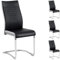 CARO-Möbel 4er Set Esszimmerstuhl Küchenstuhl Schwingstuhl Loano, Gestell in Chrom, Bezug aus Lederimitat in schwarz/weiß