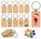Tiamu 60Pcs DIY Personalisierter Unfertige Schlüsselanhänger zum Basteln, Schlüsselanhänger, Schlüsselbund Rohling für Lasergravur Malerei Basteln, Wooden Keychain Schlüsselring Souvenir