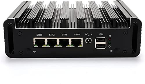 Micro Firewall Appliance, Network Firewall Appliance, Fanless Soft Router, Intel Celeron N5105 Mini PC Quad Core, AES-NI, 4 x Intel 2.5GbE I225-V LAN, 4 x USB, Mini DP,HD, 16G RAM 64G SSD