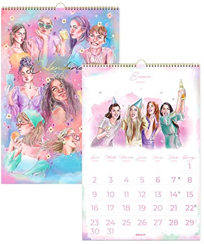 Takenote - Wandkalender Januar 2023 Dezember 2023-28 Seiten - Maße 32 x 47 cm - Zweisprachig: Spanisch - Englisch - Lifestyle