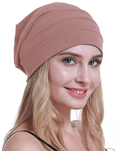 osvyo Baumwolle Chemo Hüte Soft Caps Krebs Kopfbedeckungen für Frauen Haarausfall versiegelt Verpackung Mandel ROSA