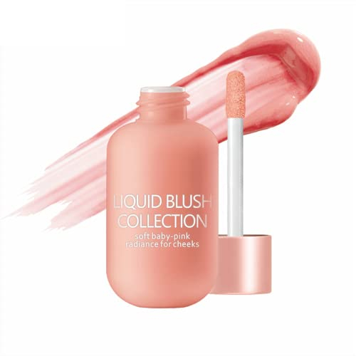 Liquid Blush for Cheeks, Small Peach Liquid Blush, Creme Blusher for Mature Skin, Weightless, Long Wearing, Smudge Proof, Natural Looking, Dewy Finish, Skin Tint Blush Make-up