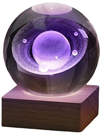 Valink Boule de cristaux du système solaire 3D, modèle planètes, boule de cristal, lampe de décoration miniature gravée, univers, planètes, sphères, décoration scientifique, astronomie, cadeaux pour