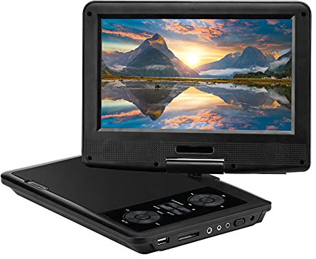 Lecteur DVD Portable 11,5 avec écran pivotant 9,0 pour Voiture, Batterie Rechargeable intégrée de 8 Heures, Prend en Charge Toutes Les régions, écouteurs/Carte SD/USB/AV-in/AV-Out, Lecture directe