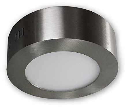 LICHT DISCOUNT LED Aufbauleuchte Aufbauspot 6W warmweiß 2800K | LED Panel Deckenleuchte aus Aluminium | Aufbaustrahler rund 230V Edelsthal Optik | Deckenleuchte Deckenspot Aufputz alu gebürstet |