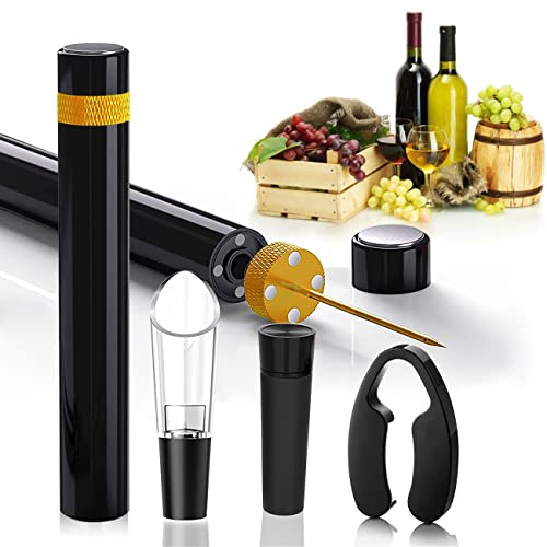 Mini tire-bouchon | Pompe à air de poche portable de voyage avec aérateur, coupe-capsule et bouchon à vide | Ouverture rapide de la bouteille 7S | Pour la maison, le restaurant, les fêtes, les