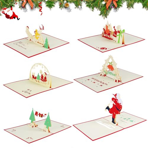 Homo Trends Weihnachtskarten, Lustige Weihnachtskarte Mit Umschlag Set, 3D Pop Up Karte Weihnachten, Gruß Christmas Cards, Neujahrskarten für Weihnachten Kinder Geschenk