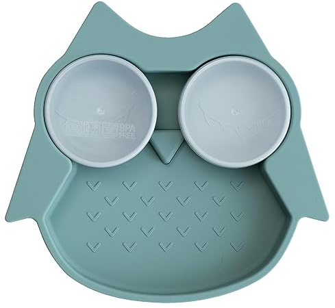Tidy Tot Saugnapf teller für Babys. Inklusive Töpfe mit Deckeln. Idealer Babyteller für die Entwöhnung von Säuglingen. Starke Saugkraft am Babyteller für rutschfestes Füttern. Designs Eule oder Fuchs