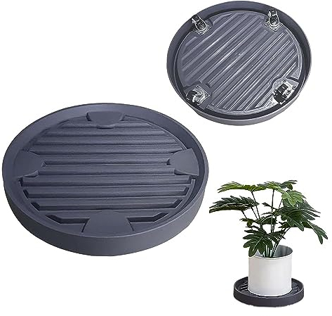 2 Pack Plant Caddy, 31cm Round Plant Stand, Plant Drainage Tray with Hidden Casters, Heavy Duty Plant Dolly for Flower/Plant Pot Indoor Garden, Loading Capacity 180 lbs, Grey