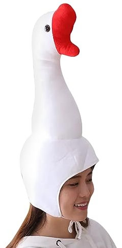 SIQITECHUK Novelty Goose Hat Funny Party Hat Plush Animal Hat Cute Costume Headwear with Drawstring for Adult Teen Halloween Christmas Carnival Cosplay Fancy Dress Stage Performances Photo Props