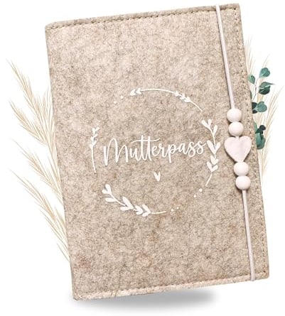 Funda para pasaporte de maternidad de fieltro de alta calidad para carné de maternidad alemán, con compartimentos para imágenes ultrasónicas, carnet de vacunación, tarjeta de seguro, funda protectora