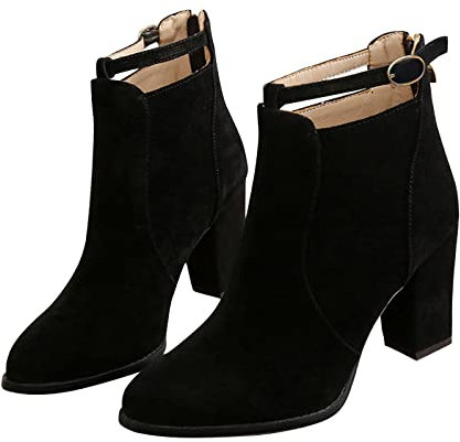 Fulidngzg Stiefel Damen Braun Schwarz Trachtenstiefel Stiefeletten Western Herbst Reitstiefeletten Winterstiefel mit Absatz Leder Westernstiefel Cowboystiefel XXL Schaft Wanderstiefel