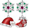 Schneeflocke Weihnachten Ohrringe für Damen - Qings 925 Sterling Silber Weihnachtsmann Weihnachtsmütze Baumeln Tropfen Ohrstecker mit Rot-Grüner Zirkonia Schmuck Weihnachts Geschenke für Mädchen