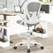Primy Chaise de bureau ergonomique, réglable en hauteur, avec accoudoirs rabattables et support lombaire réglable, avec anneau de repose-pieds, chaise familiale pivotante (gris)