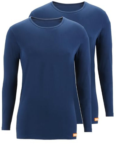 bruno banani - WARM UP - Unterhemd/Shirt Langarm - 2er Pack (L Marine)