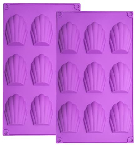 YXHZVON 2 Stücke Madeleine Backformen, 9 Hohlräume Silikon Madeleines Backformen, Madeleena-Form für Kuchen Schokolade Süßigkeiten Kekse (Lila)