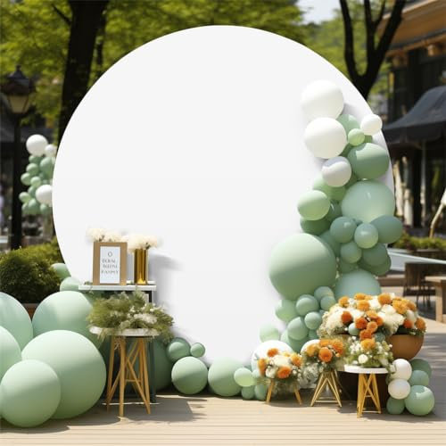 Creperture Hintergrund Abdeckung Runder Bogen, Party Hintergrund Dekoration Polyester Fotografie Hintergrund Geburtstagsarrangement für Hochzeit, Babyparty, Brautfeier, Dekoration, weiß 2 m