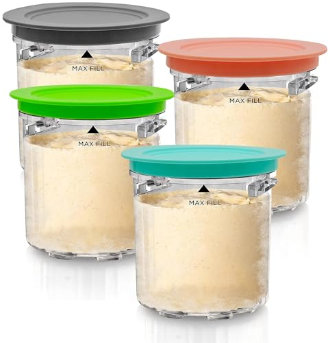 Kaluly Pints cups for Ninja Creami Breeze Containers NC100 NC200 NC201-4 Pack