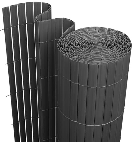Cecaylie DREI Rippenverstärkungen,Anthrazit PVC Sichtschutzmatte Sichtschutzzaun,UV-beständig, schimmelfrei und pflegeleicht,Verstärkt Starke Privatsphäre für Garten Balkon Terrasse(1 * 3M)