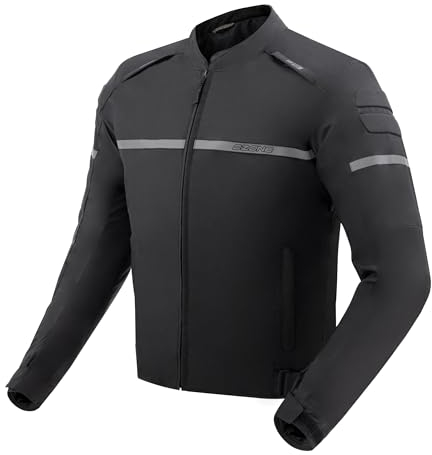 OZONE MOTO Rider Giacca da Moto Uomo | Tessile | Protezioni Gomiti e Spalle Livello 1 | Tasca per Protezione Schiena | Fodera Termica Impermeabile Removibile | 3 Canali di Ventilazione