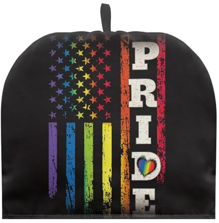 HUGS IDEA Rainbow Love Pride Flag Print Tea Cosy for Teapots Tea Pot Dust Cover Keep Warm Breakfast Pot Protector Cover Decorative Kettle Cover