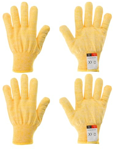 PATIKIL Cut Resistant Gloves, 2 Pair Level 5 Protection Anti Cutting Gloves Cut Proof Gloves for Kitchen Wood Carving Working, Large, Yellow